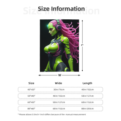 Manta de franela peluda 280g (vertical) con diseño mecánico femenino sci-fi