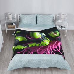 280g Flannel Fleece Blanket (Vertical Style) with Sci-Fi Mechanical Female Pattern