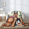 280g 수직 플란넬 담요: 소녀와 고양이 패턴과 함께하는 온기
