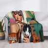 Manta de franela peluda de 280g (estilo horizontal) Chica con diseño de gato