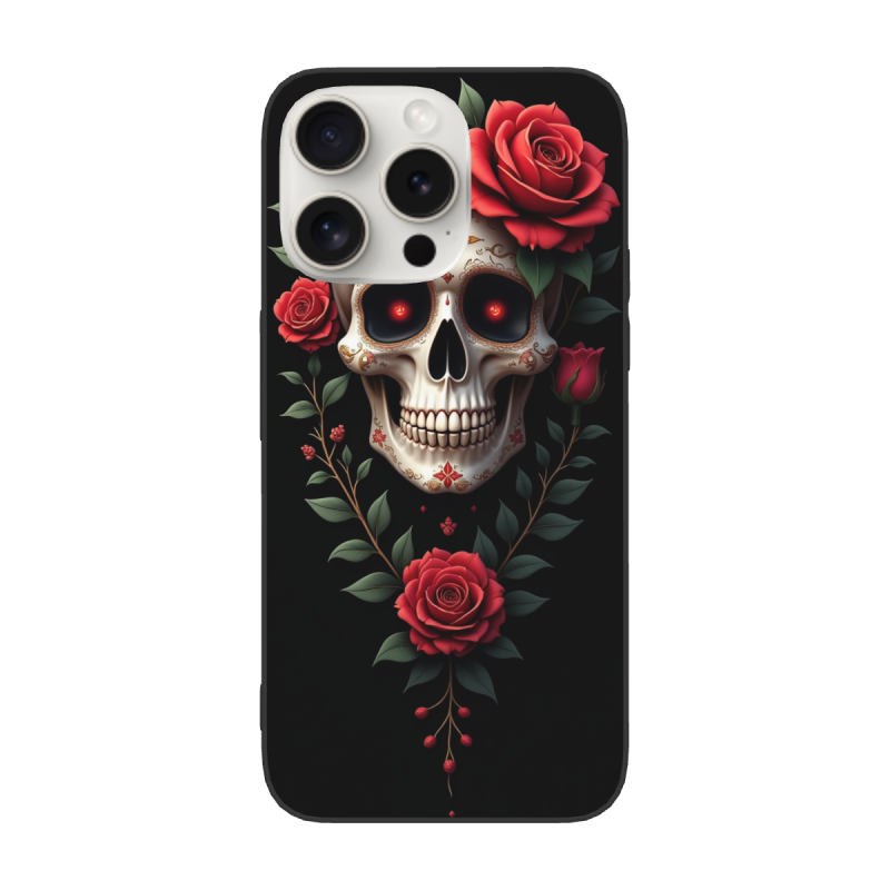 iPhone 15/Pro/Max 骷髏花卉手機殼 - okomall