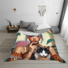 Manta de franela peluda de 280g (estilo horizontal) Chica con diseño de gato