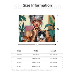 280g 플란넬 퍼지 담요 (가로형) 고양이와 소녀 패턴