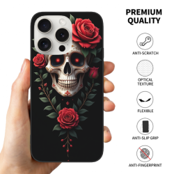 iPhone 15/Pro/Max 骷髏花卉手機殼 - okomall