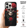 iPhone 15/Pro/Max 骷髅花卉图案手机壳 - okomall