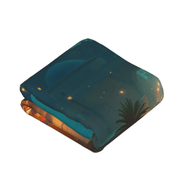 Couverture en Flanelle Verticale 280g : Impression Pleine Largeur Unilatérale Motif Marché Nocturne