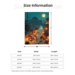 Couverture en Flanelle Verticale 280g : Impression Pleine Largeur Unilatérale Motif Marché Nocturne