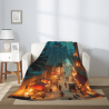 Coperta in Flanella Verticale 280g: Stampa Unilaterale a Tuttalarghezza con Motivo Mercato Notturno