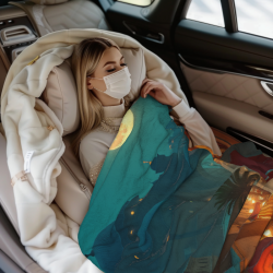 Coperta in Flanella Verticale 280g: Stampa Unilaterale a Tuttalarghezza con Motivo Mercato Notturno