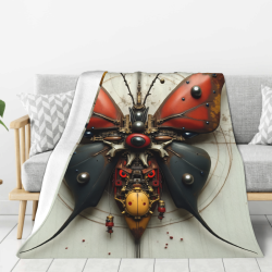 280g Flannel Blanket (Vertical Style) - Mechanical Style Butterfly Pattern