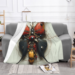 Coperta in Flanella Pelosa 280g - Motivo Farfalla Meccanica, Confortevole e Calda