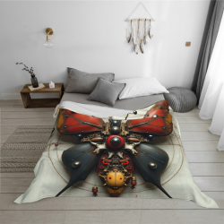 Couverture en Flanelle Duveteuse 280g - Motif Papillon Mécanique, Confortable et Chaud