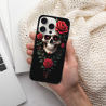 iPhone 15/Pro/Max 骷髅花卉图案手机壳 - okomall