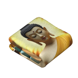 Couverture en flanelle polaire 280g (style vertical) avec motif Bouddha - Choix parfait pour confort et chaleur
