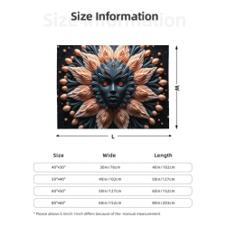 280g フランネルフリースブランケット（横型） - ミステリアスなパターン付き