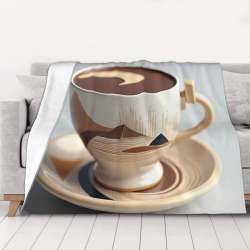 Couverture en flanelle polaire 280g (horizontale) à motif tasse de café - Confort optimal
