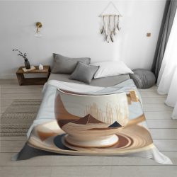 Manta de franela felpa 280g (horizontal) con diseño de taza de café - Elección ideal para confort