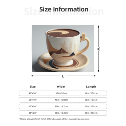 Manta de franela felpa 280g (horizontal) con diseño de taza de café - Elección ideal para confort