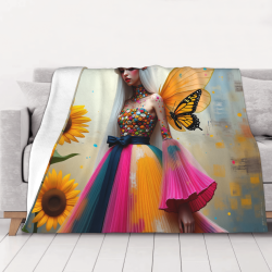 Couverture en flanelle florale rêveuse - Okomall