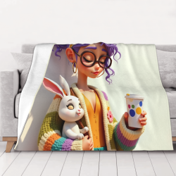 280 g Flanell-Flauschdecke (horizontales Design) mit süßem Muster, warm und praktisch