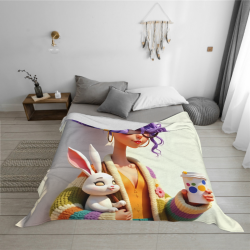 Coperta in flanelle pelosa 280g (stile orizzontale) con motivo adorabile - Calda e pratica