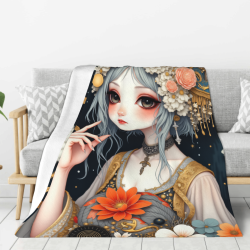 Couverture en Flanelle Fille Rêveuse - Okomall