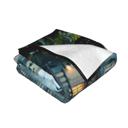 Couverture en flanelle côtelée 280g (Style Horizontal) - Motif Thé de l'après-midi dans le Château Mystérieux
