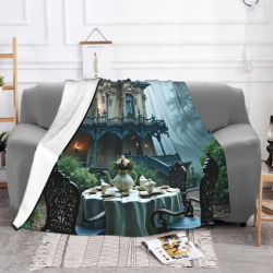 Coperta in flanella 280g (Stile orizzontale) - Motivo del tè della sera nel castello misterioso