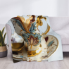 Mantel de franela de estera de 280g (Horizontal) con Patrón de Taza de Café - Productos para el hogar cálidos y confortables