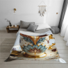 Mantel de franela de estera de 280g (Horizontal) con Patrón de Taza de Café - Productos para el hogar cálidos y confortables