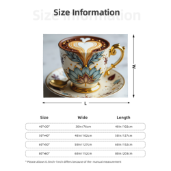 Mantel de franela de estera de 280g (Horizontal) con Patrón de Taza de Café - Productos para el hogar cálidos y confortables