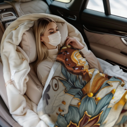 280g Flannel Fleece Blanket (Horizontal) with Coffee Cup Pattern - Warm and Comfortable Home Goods