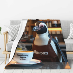 Couverture en flanelle verticale 280g : Motif pingouin, confortable et chaude