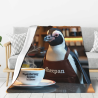 Couverture en flanelle verticale 280g : Motif pingouin, confortable et chaude