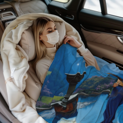 Coperta in flanella 280g (Stile orizzontale) con stampa paesaggistica a tutta larghezza unilaterale
