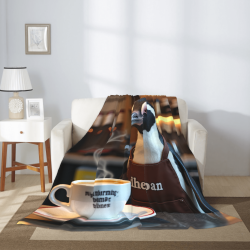 280g Vertical Flannel Blanket: Penguin Pattern, Comfortable and Warm