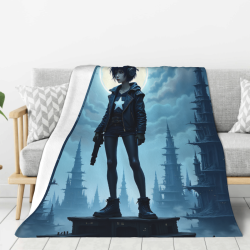 Decke aus Fleece 280 g/m² (vertikaler Stil) mit Sci-Fi-Muster
