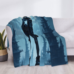 Coperta in Flanella Peluche 280g (Stile Orizzontale) con Stampa Sci-Fi