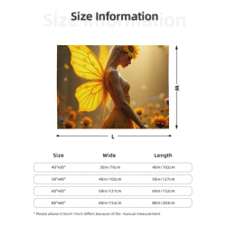 Couverture en flanelle polaire de 280 g (Horizontale) avec Motif de Fée Tournesol