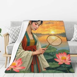 Coperta in flanella da 280g (stile verticale) con raffinato motivo in stile antico