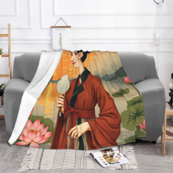Coperta in Pile da 280g (Stile Orizzontale) Motivo Donna in Stile Antico