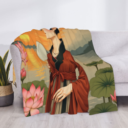 Couette Polaire 280g (Style Horizontal) Motif Femme de Style Ancien