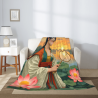 280g Flannel Fleece Blanket (Vertical Style) with Exquisite Ancient Style Pattern