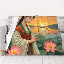 280g Flannel Blanket - Ancient Style Beauty Pattern
