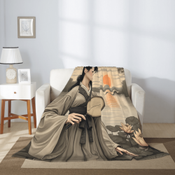 Couverture en flanelle côtelée de 280 g (style vertical) avec motif