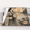 Couverture en flanelle avec paysage en encre - Okomall