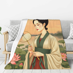 Sobra de franela de 280 g (estilo vertical) con patrón de mujer de estilo antiguo - Una opción cómoda y cálida