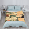 Couverture en flanelle côtelée de 280 g (style vertical) avec motif de femme antique - Un choix confortable et chaud