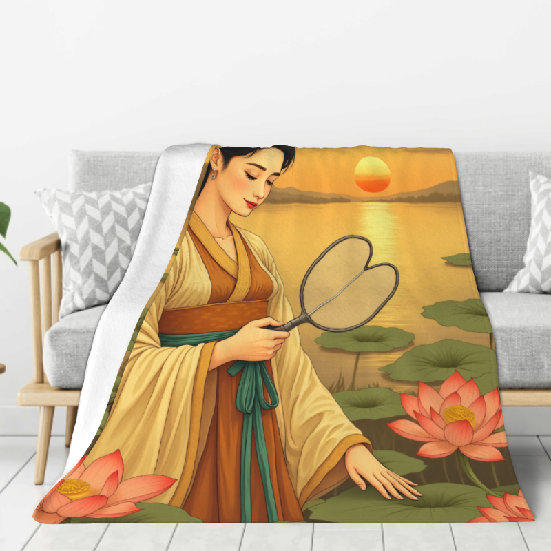 280 g Vertikaler Flanelldecke: Klassisches Damenmusterdruck, bequem und warm