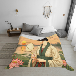 Coperta in Pile da 280g (Stile Orizzontale) - Motivo Donna in Stile Antico